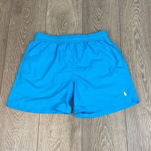 Polo Ralph Lauren Swim Trunks Mens Large Blue Yellow Mesh‎ Lining Drawstring